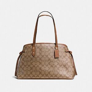 Coach Tan and Brown Signature Shoulder Bag